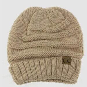 CC Beanie Knit Cap hat Unisex Beige color